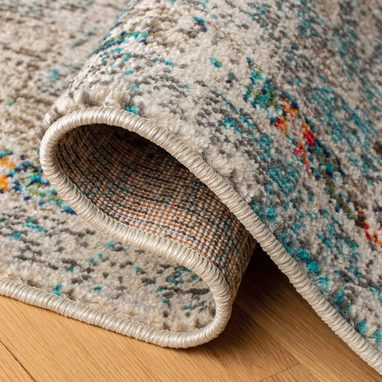 SAFAVIEH Area Rug 8x10 - Madison Collection - Large - Grey & Gold, Boho Chic Medallion Distressed Design, Non-Shedding & Easy Cleaning, Ideal for Living Room, Bedroom, Office, Dining Space (MAD473F)