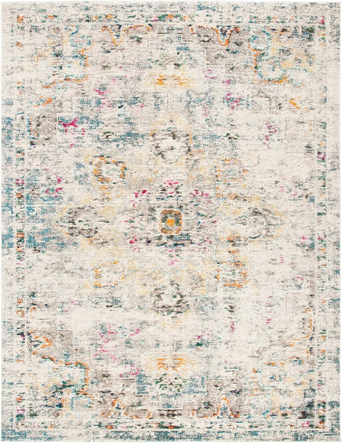 SAFAVIEH Area Rug 8x10 - Madison Collection - Large - Grey & Gold, Boho Chic Medallion Distressed Design, Non-Shedding & Easy Cleaning, Ideal for Living Room, Bedroom, Office, Dining Space (MAD473F)