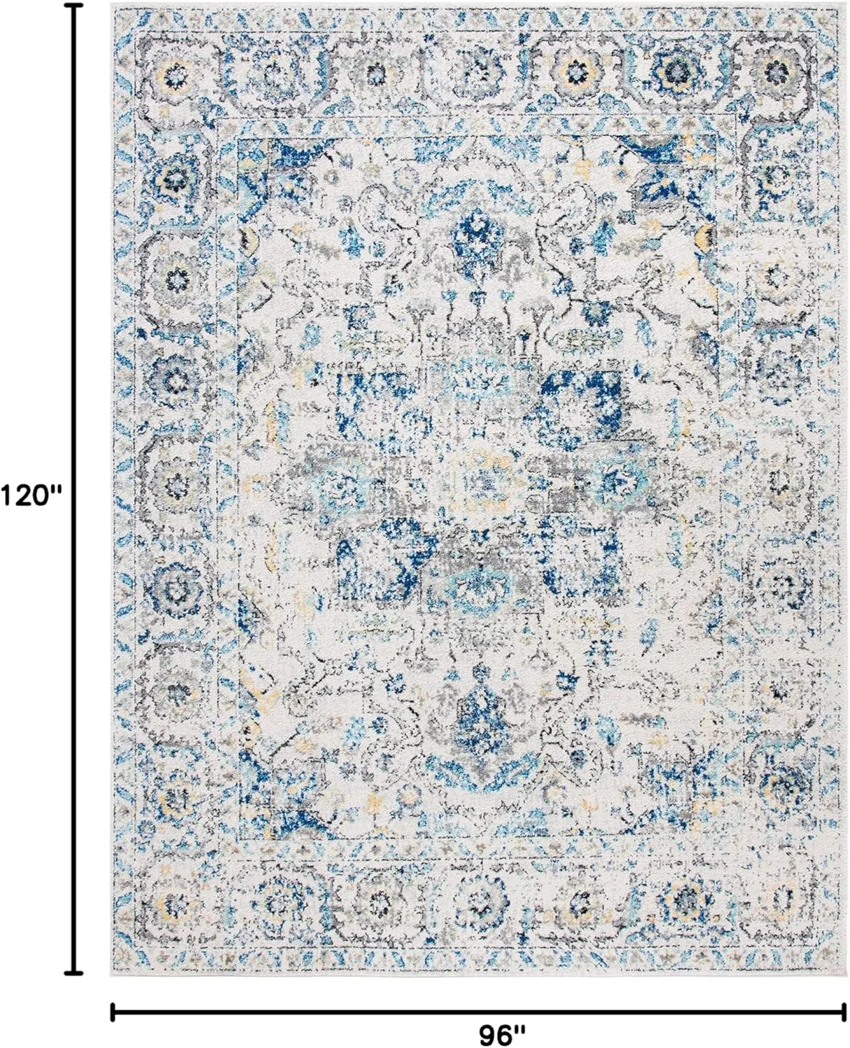 SAFAVIEH Area Rug 8x10 - Madison Collection - Large - Grey & Ivory, Snowflake Medallion Distressed Design, Non-Shedding & Easy Cleaning, Ideal for Living Room, Bedroom, Office, Dining Space (MAD603F)