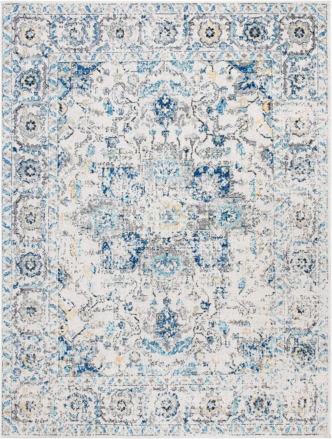 SAFAVIEH Area Rug 8x10 - Madison Collection - Large - Grey & Ivory, Snowflake Medallion Distressed Design, Non-Shedding & Easy Cleaning, Ideal for Living Room, Bedroom, Office, Dining Space (MAD603F)