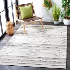SAFAVIEH Area Rug 8x10 - Outdoor Cottage Collection - Large - Ivory & Light Grey, Weather Resistant & Washable, Ideal for Patio, Backyard, Mudroom, Deck, Dining Space (COT206A)