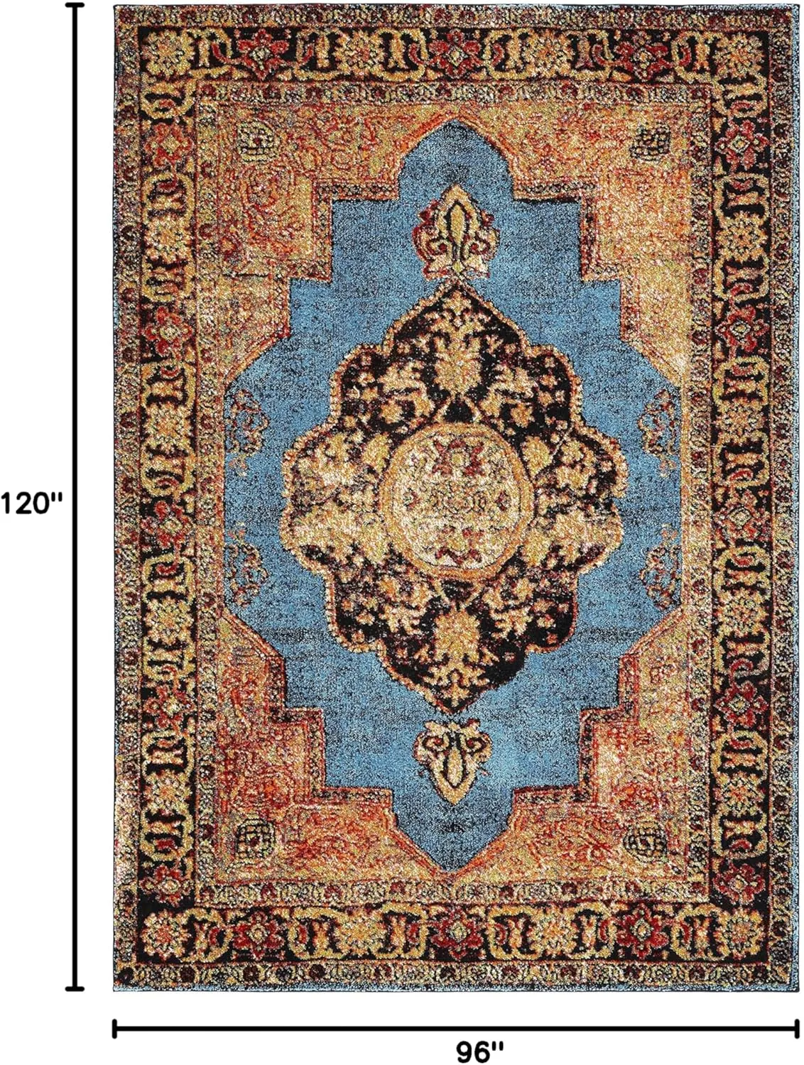 SAFAVIEH Area Rug 8x10 - Vintage Hamadan Collection - Large - Gold & Light Blue, Traditional Oriental Design, Non-Shedding & Easy Cleaning, Ideal for Living Room, Bedroom, Dining Space (VTH219D)