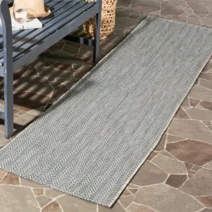 SAFAVIEH Courtyard Collection 2'3' x 8' Grey/Navy CY8022 Indoor/ Outdoor Patio Backyard Mudroom Runner Rug