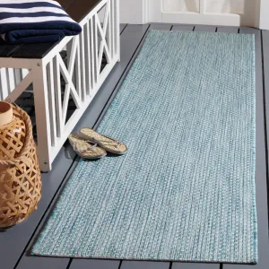 SAFAVIEH Courtyard Collection 2'3" x 10' Aqua/Grey CY8521 Indoor/ Outdoor Waterproof Easy-Cleaning Patio Backyard Mudroom Runner-Rug