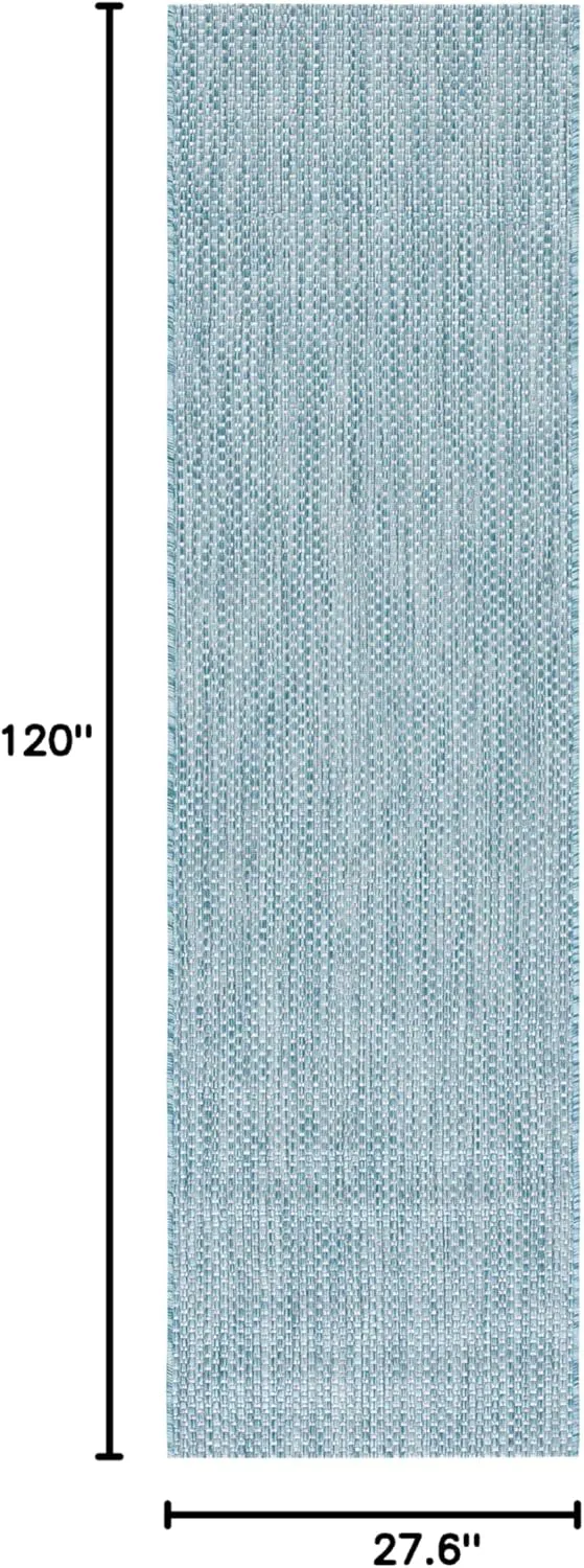 SAFAVIEH Courtyard Collection 2'3" x 10' Aqua/Grey CY8521 Indoor/ Outdoor Waterproof Easy-Cleaning Patio Backyard Mudroom Runner-Rug