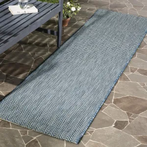 SAFAVIEH Courtyard Collection 2'3" x 8' Navy/Grey CY8022 Indoor-Outdoor Waterproof Easy-Cleaning Patio Backyard Mudroom Runner-Rug