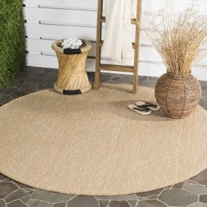 SAFAVIEH Courtyard Collection 7'1" Round Natural/Cream CY8521 Indoor/ Outside Waterproof Easy cleansingPatio Backyard Mudroom Area Mat