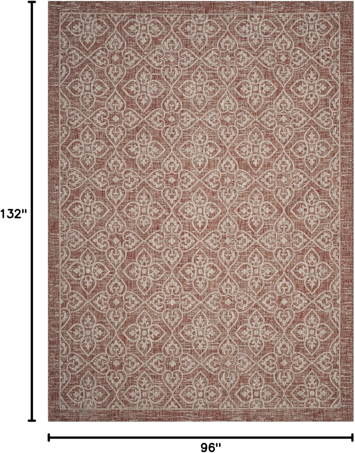 SAFAVIEH Courtyard Collection 8' x 11' Rust / Light Grey CY8066 Indoor/ Outdoor Waterproof Easy Cleaning Patio Backyard Mudroom Area Rug