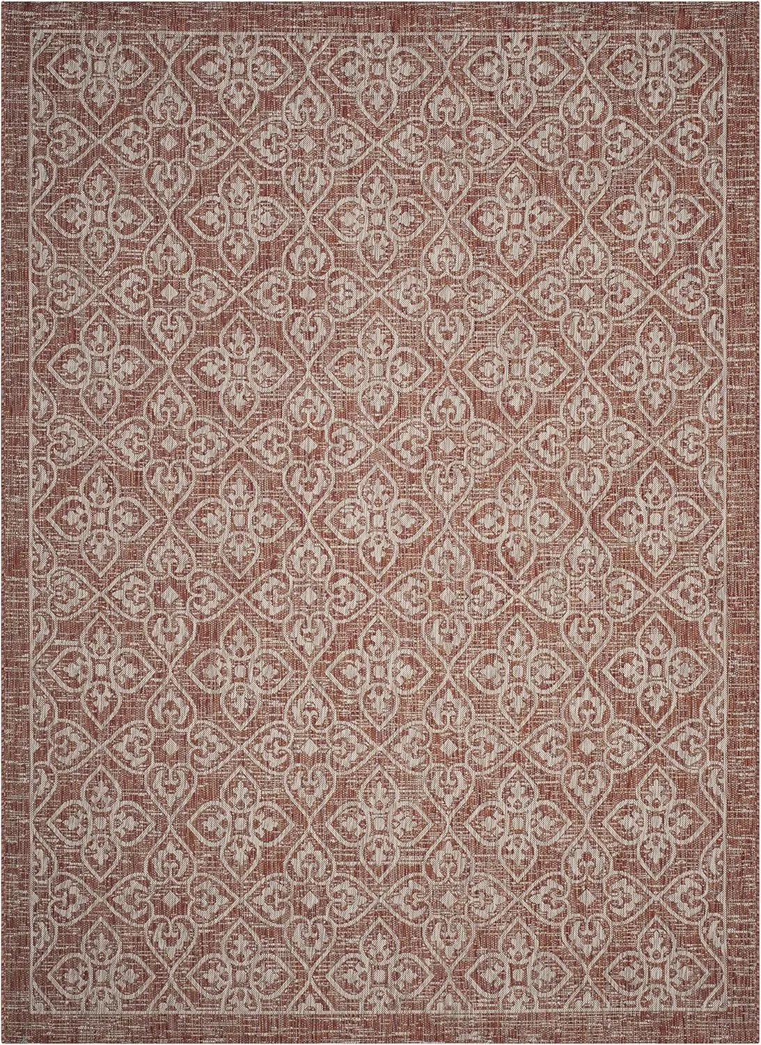 SAFAVIEH Courtyard Collection 8' x 11' Rust / Light Grey CY8066 Indoor/ Outdoor Waterproof Easy Cleaning Patio Backyard Mudroom Area Rug