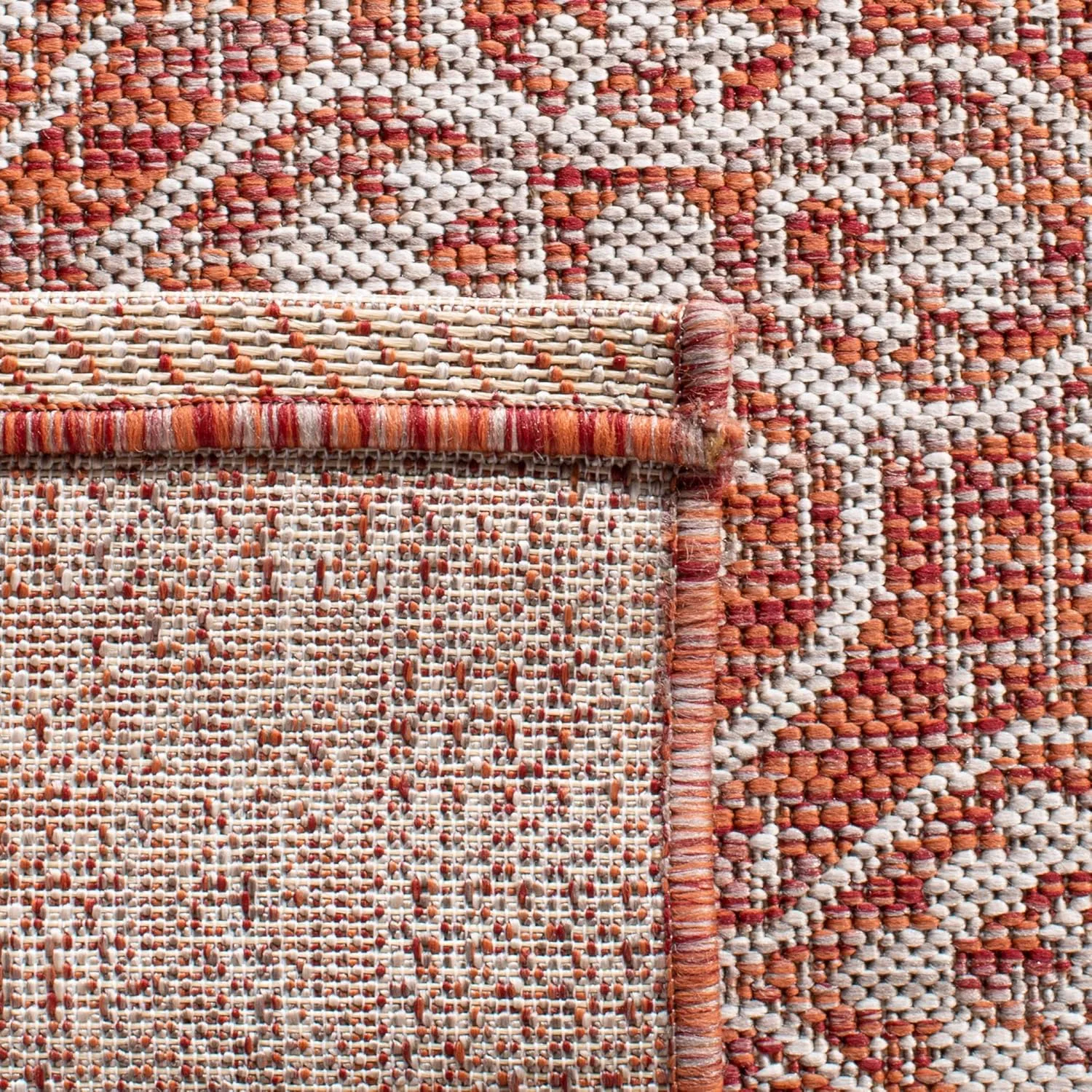 SAFAVIEH Courtyard Collection 8' x 11' Rust / Light Grey CY8066 Indoor/ Outdoor Waterproof Easy Cleaning Patio Backyard Mudroom Area Rug
