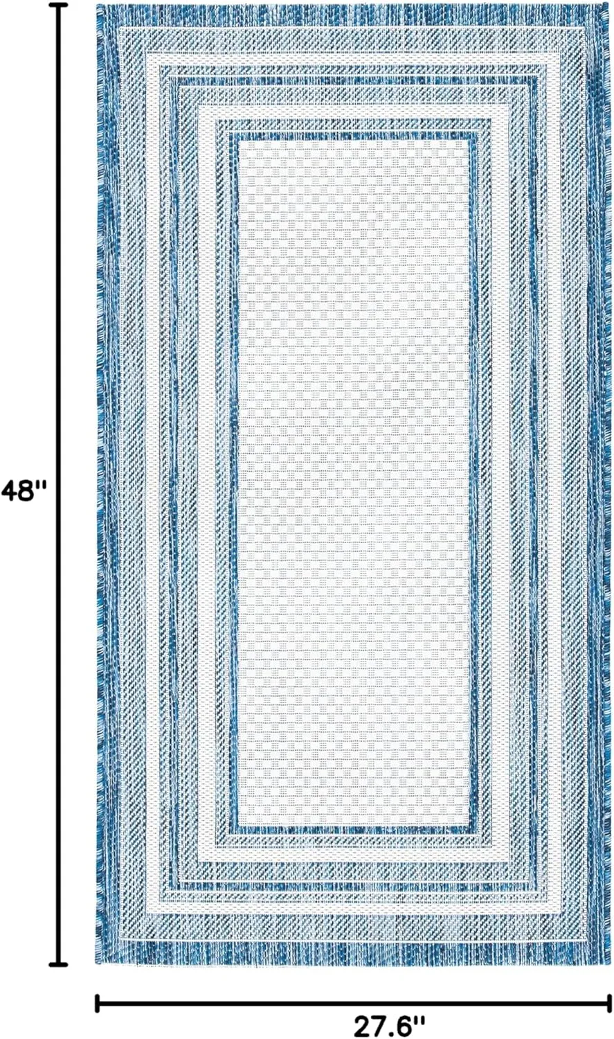 SAFAVIEH Courtyard Collection Accent Rug - 2'3" x 4', Ivory & Navy, Non-Shedding & Easy Care, Indoor/Outdoor & Washable-Ideal for Patio, Backyard, Mudroom (CY8475-53412)