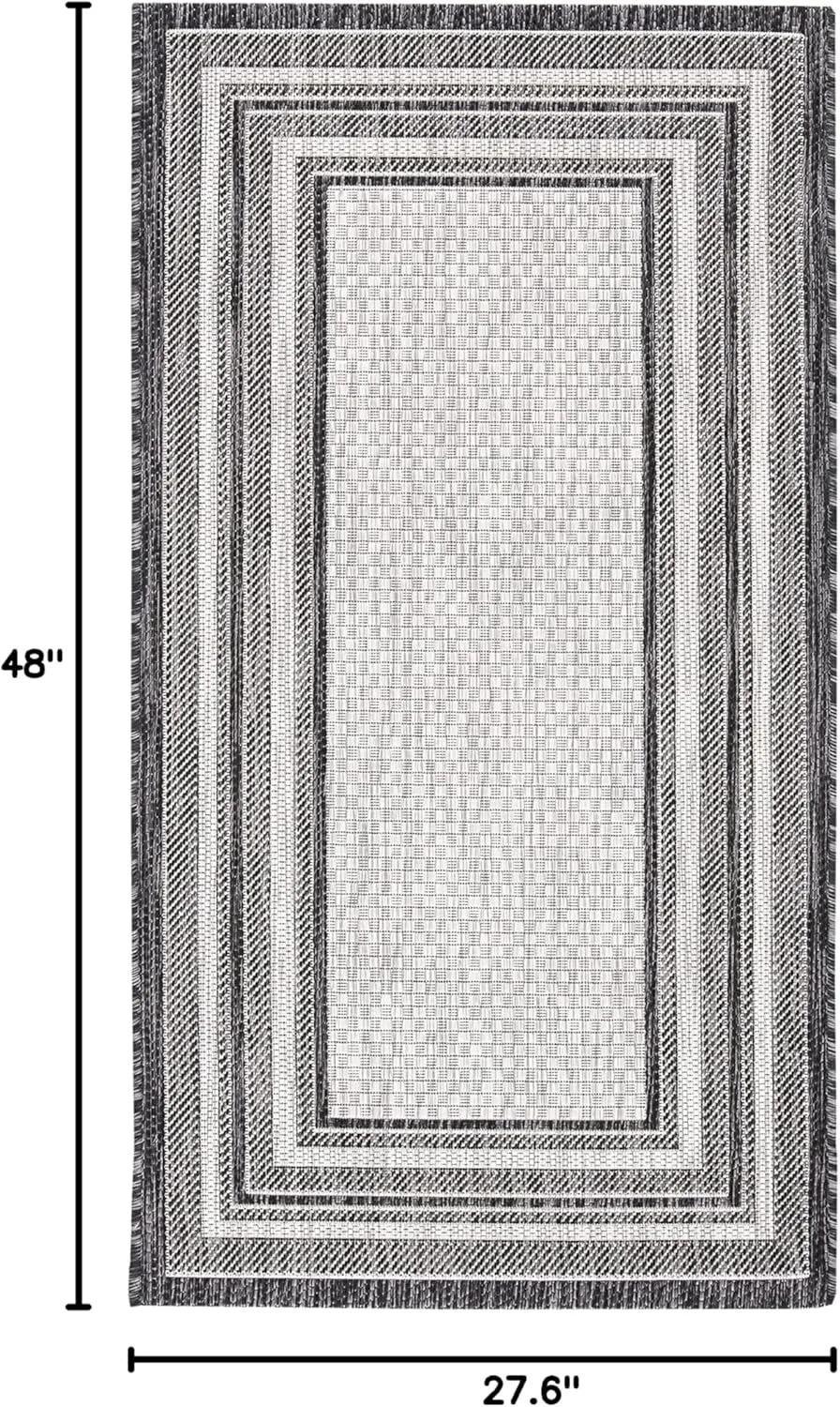 SAFAVIEH Courtyard Collection Accent Rug - 2'3" x 4', Light Grey & Black, Non-Shedding & Easy Care, Indoor/Outdoor & Washable-Ideal for Patio, Backyard, Mudroom (CY8475-37612)