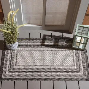 SAFAVIEH Courtyard Collection Accent Rug - 2'3" x 4', Light Grey & Black, Non-Shedding & Easy Care, Indoor/Outdoor & Washable-Ideal for Patio, Backyard, Mudroom (CY8475-37612)