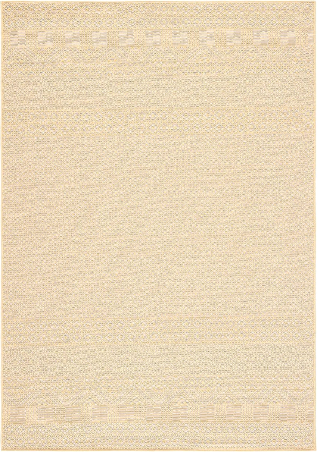 SAFAVIEH Courtyard Collection Area Rug - 8' x 10', Gold & Beige, Non-Shedding & Easy Care, Indoor/Outdoor & Washable-Ideal for Patio, Backyard, Mudroom (CY6235-30612)