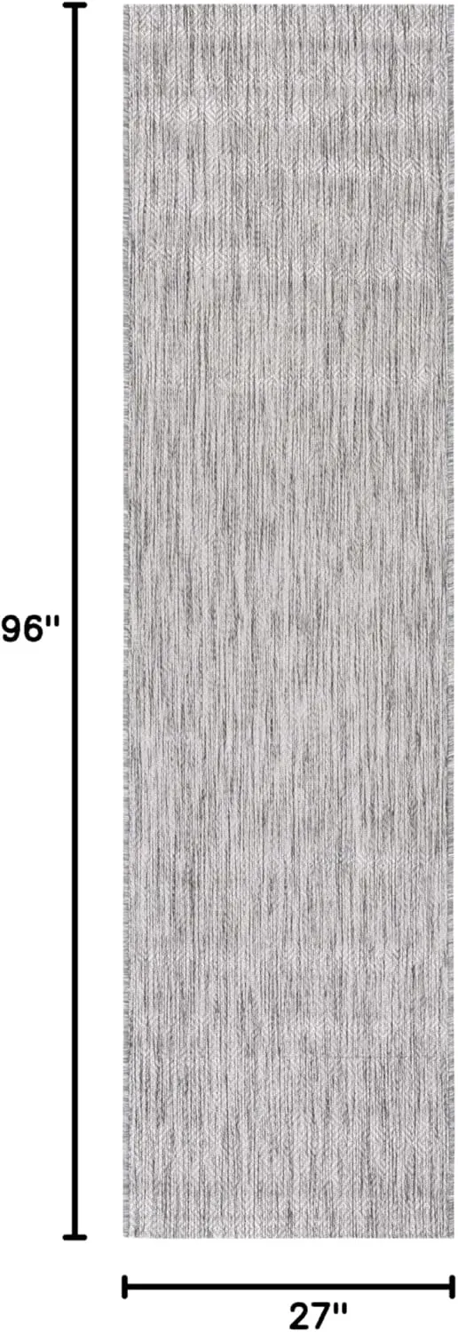 SAFAVIEH Courtyard Collection Runner Rug - 2'3" x 8', Light Grey & Dark Grey, Geometric Pattern, Indoor/Outdoor & Washable, Ideal for Patio, Backyard, Mudroom (CY8520-59022-28)