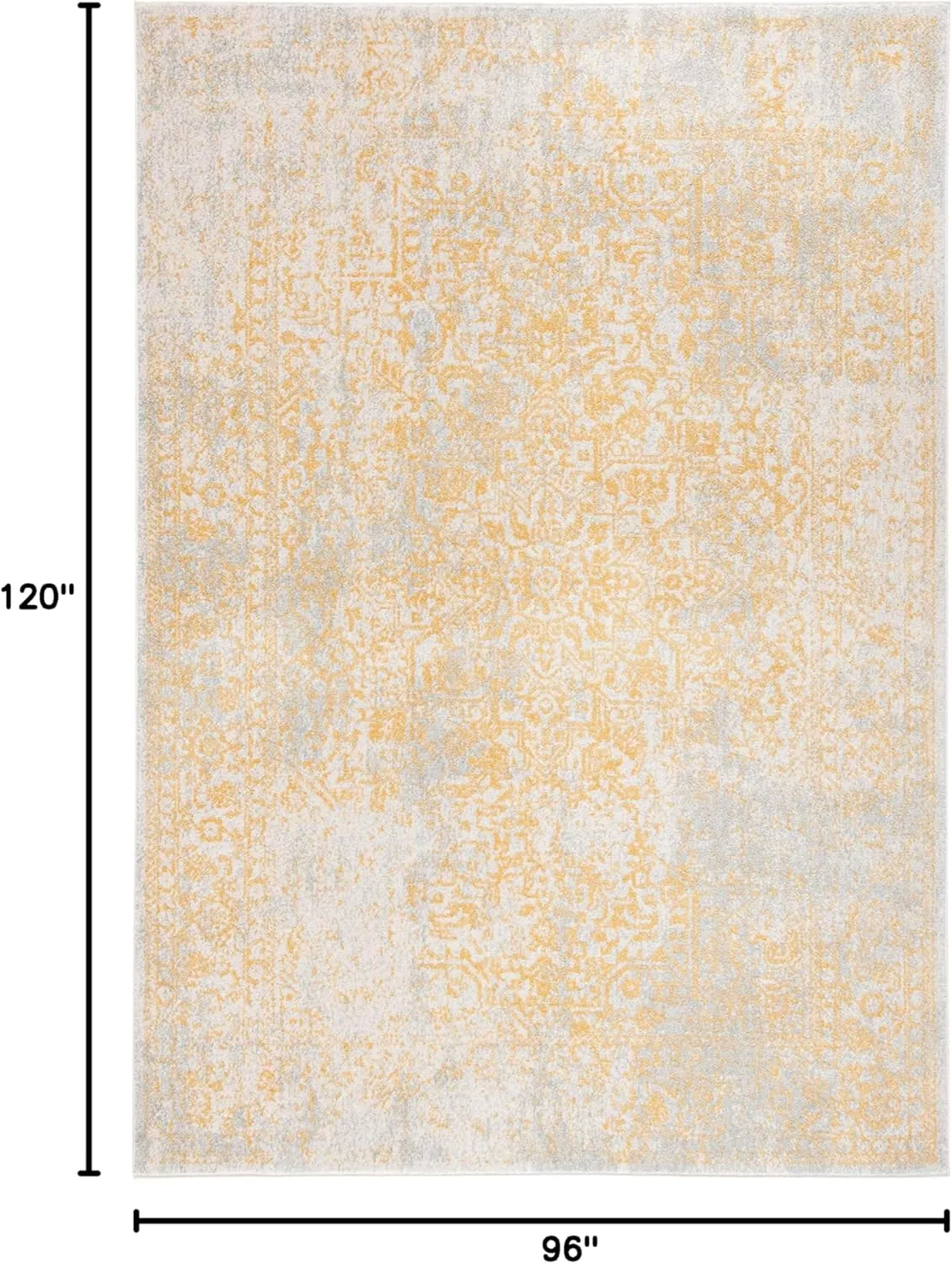 SAFAVIEH Evoke Collection 8' x 10' Ivory/Gold EVK256B Oriental Distressed Non-Shedding Living Room Bedroom Dining Home Office Area Rug