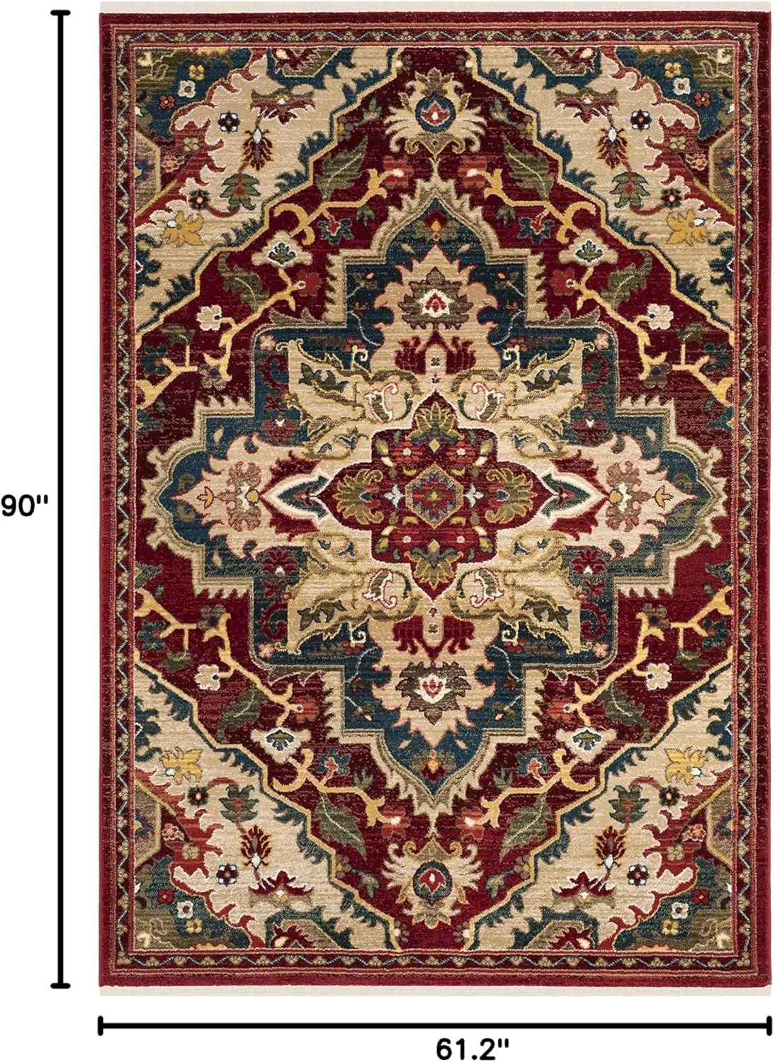SAFAVIEH Kashan Collection Area Rug - 5'1" x 7'5", Red & Beige, Traditional Oriental Design, Non-Shedding & Easy Care, Ideal for High Traffic Areas in Living Room, Bedroom (KSN304D)