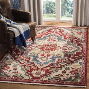 SAFAVIEH Kashan Collection Area Rug - 5'1" x 7'5", Red & Beige, Traditional Oriental Design, Non-Shedding & Easy Care, Ideal for High Traffic Areas in Living Room, Bedroom (KSN304D)