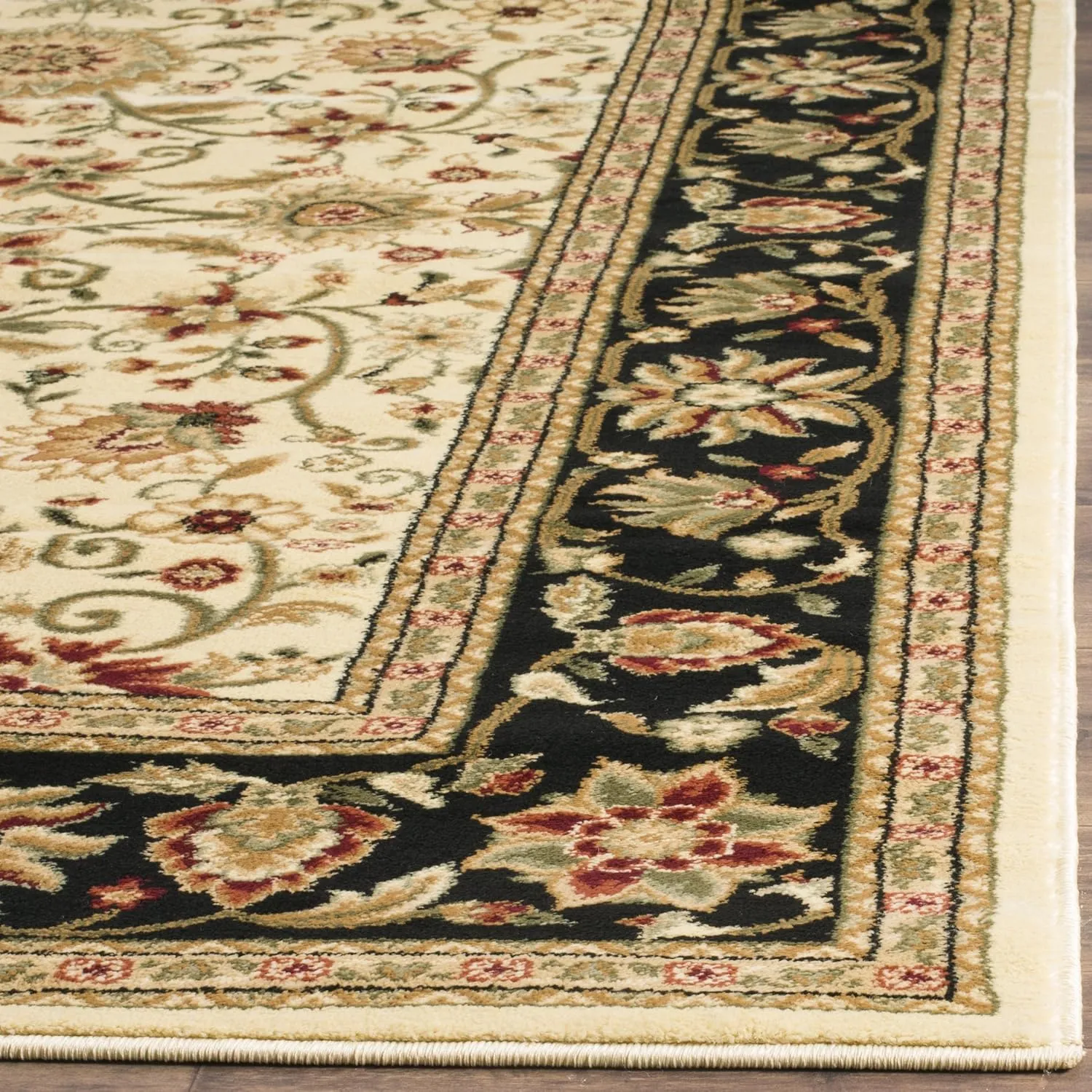 SAFAVIEH Lyndhurst Collection Area Rug - 8' x 10', Ivory & Black, Traditional Oriental Design, Non-Shedding & Easy Care, Ideal for High Traffic Areas in Living Room, Bedroom (LNH212B)