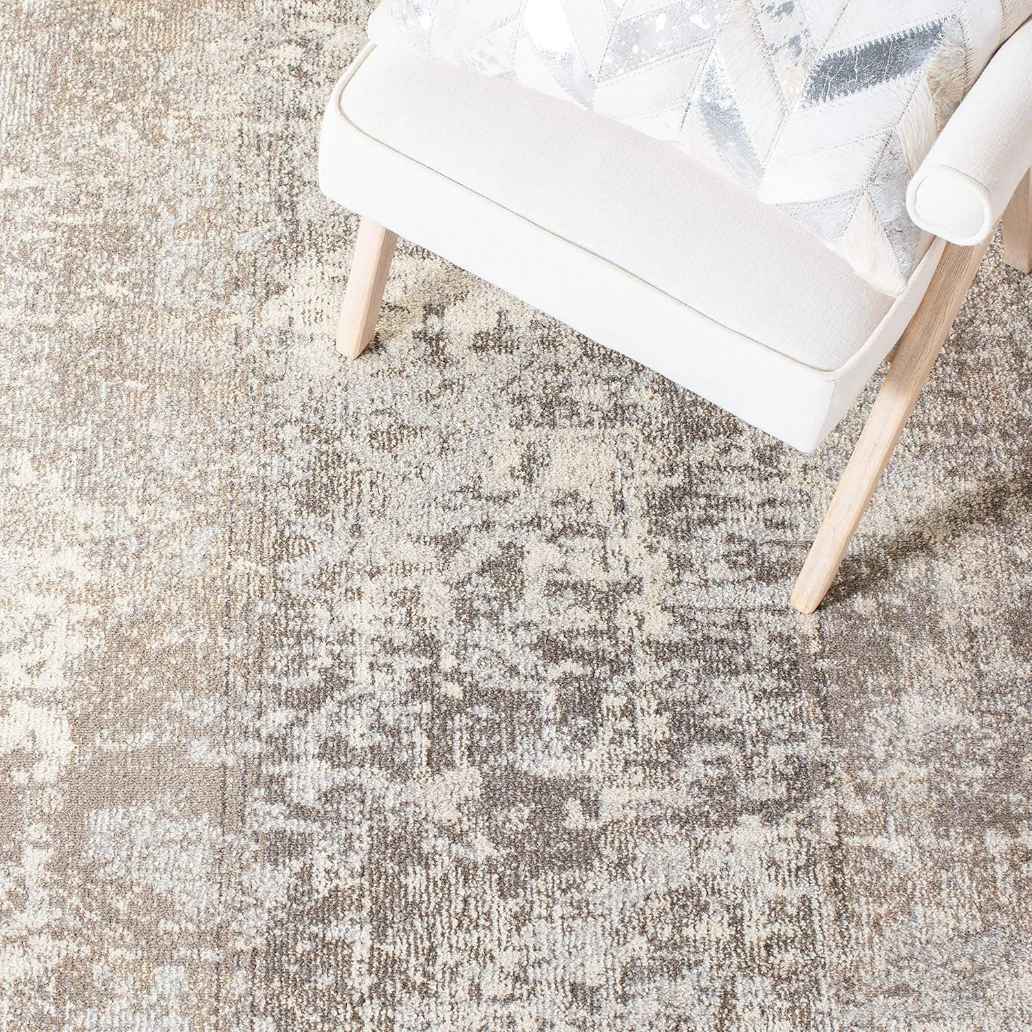SAFAVIEH Madison Collection 8' x 10' GreyBeige MAD471G Modern Abstract Non-Shedding Living Room Bedroom Area Rug