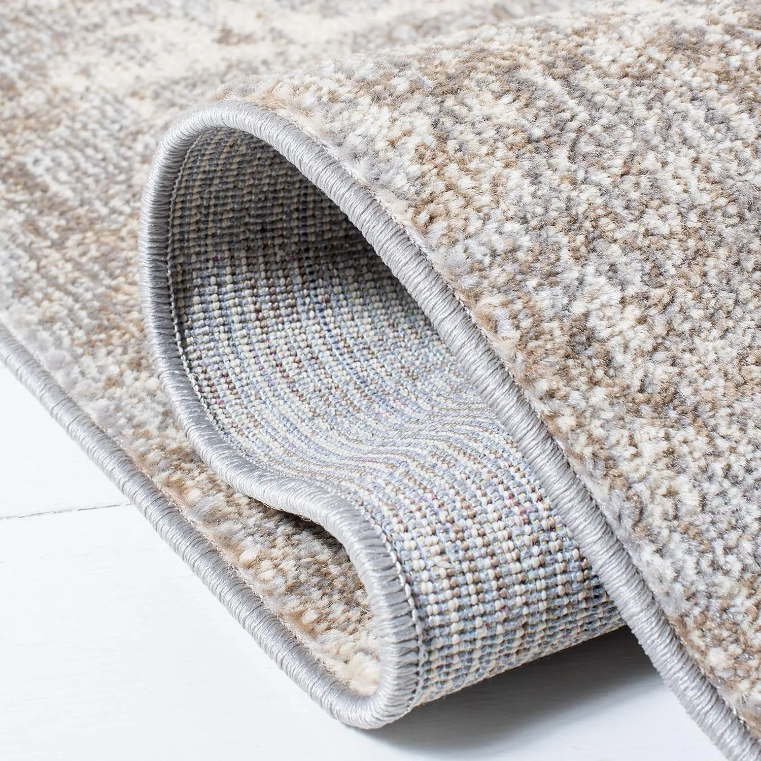 SAFAVIEH Madison Collection 8' x 10' GreyBeige MAD471G Modern Abstract Non-Shedding Living Room Bedroom Area Rug