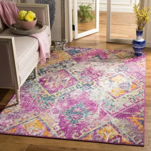 SAFAVIEH Madison Collection Area Rug - 6' x 9', Fuchsia & Blue, Boho Chic Distressed Design, Non-Shedding & Easy Care, Ideal for High Traffic Areas in Living Room, Bedroom (MAD125F)