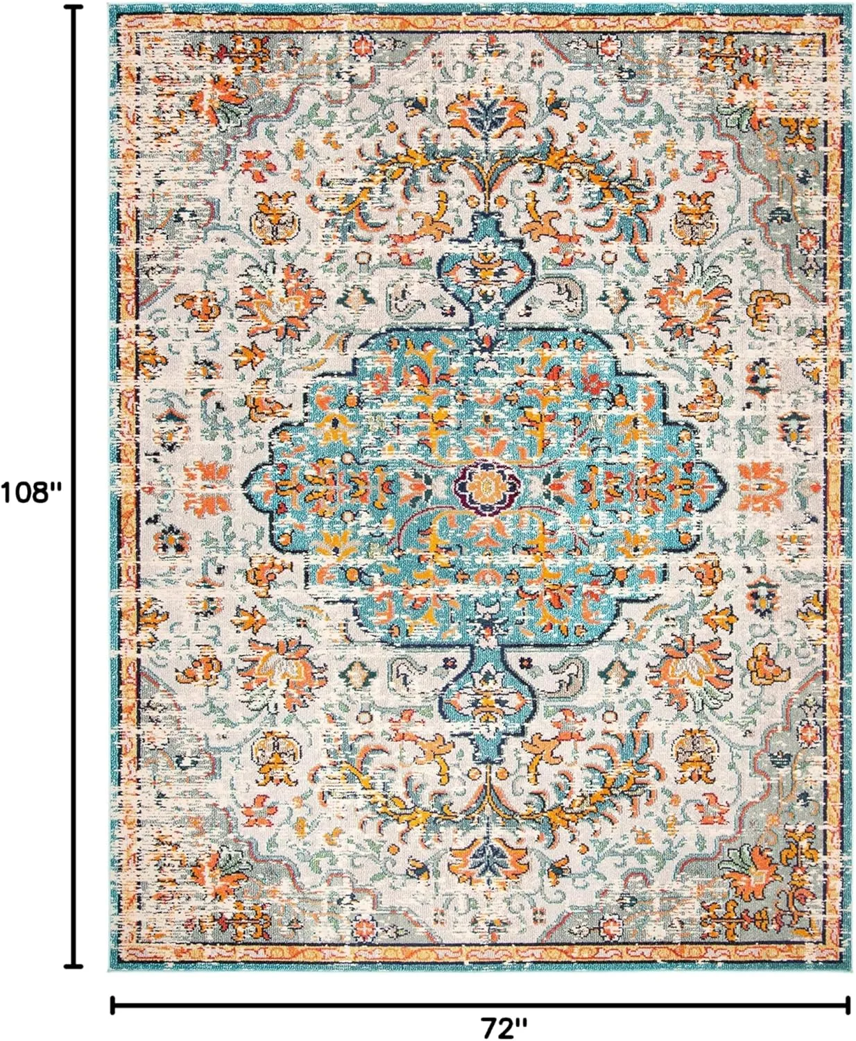 SAFAVIEH Madison Collection Area Rug - 6' x 9', Grey & Light Blue, Boho Chic Medallion Distressed Design, Non-Shedding & Easy Care, Ideal for High Traffic Areas in Living Room, Bedroom (MAD447F)