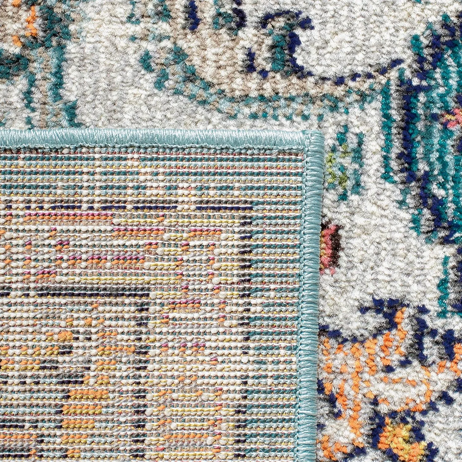 SAFAVIEH Madison Collection Area Rug - 6' x 9', Grey & Light Blue, Boho Chic Medallion Distressed Design, Non-Shedding & Easy Care, Ideal for High Traffic Areas in Living Room, Bedroom (MAD447F)