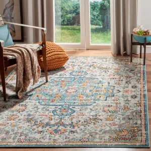 SAFAVIEH Madison Collection Area Rug - 6' x 9', Grey & Light Blue, Boho Chic Medallion Distressed Design, Non-Shedding & Easy Care, Ideal for High Traffic Areas in Living Room, Bedroom (MAD447F)