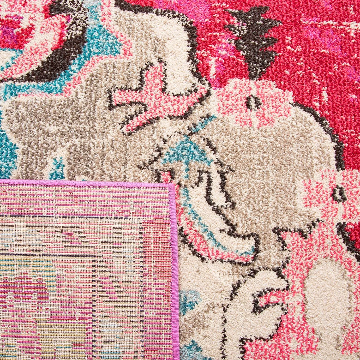 SAFAVIEH Monaco Collection Area Rug - 8' x 10', Pink & Multi, Boho Chic Medallion Distressed Design, Non-Shedding & Easy Care, Ideal for High Traffic Areas in Living Room, Bedroom (MNC243D)