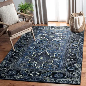 SAFAVIEH Vintage Hamadan Collection Area Rug - 5'3" x 7'6", Blue & Grey, Oriental Traditional Persian Design, Non-Shedding & Easy Care, Ideal for High Traffic Areas in Living Room, Bedroom (VTH211N)