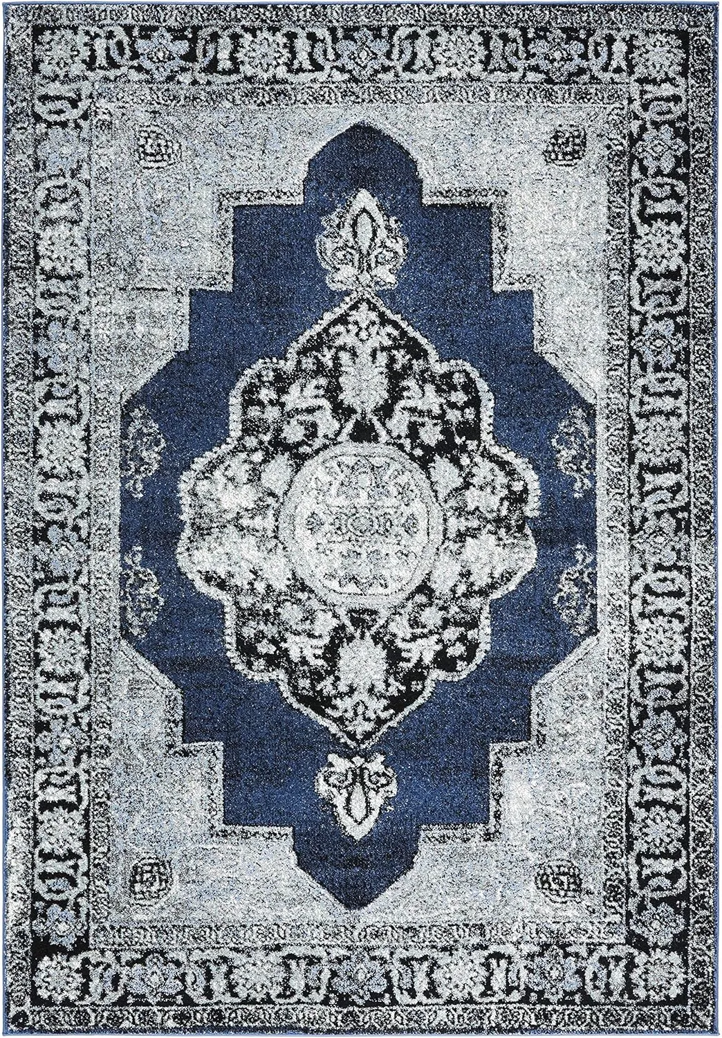 SAFAVIEH Vintage Hamadan Collection Area Rug - 8' x 10', Blue & Grey, Oriental Traditional Persian Design, Non-Shedding & Easy Care, Ideal for High Traffic Areas in Living Room, Bedroom (VTH219M)