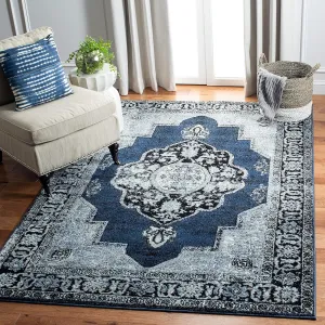 SAFAVIEH Vintage Hamadan Collection Area Rug - 8' x 10', Blue & Grey, Oriental Traditional Persian Design, Non-Shedding & Easy Care, Ideal for High Traffic Areas in Living Room, Bedroom (VTH219M)