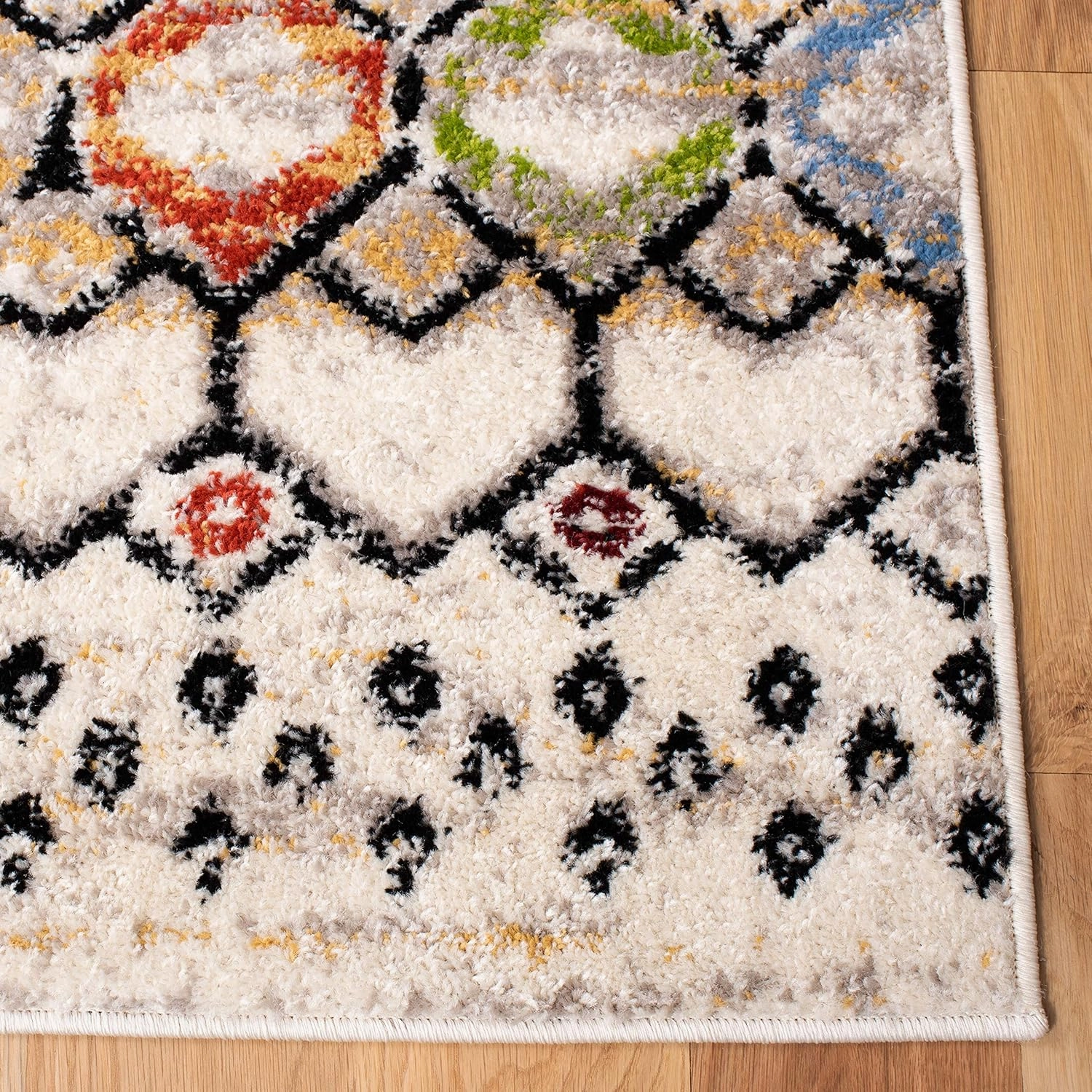 SAFAVIEH Amsterdam Collection Area Rug - 8' x 10', Ivory & Multi, Moroccan Boho Design, Non-Shedding & Easy Care, Ideal for High Traffic Areas in Living Room, Bedroom (AMS108K)
