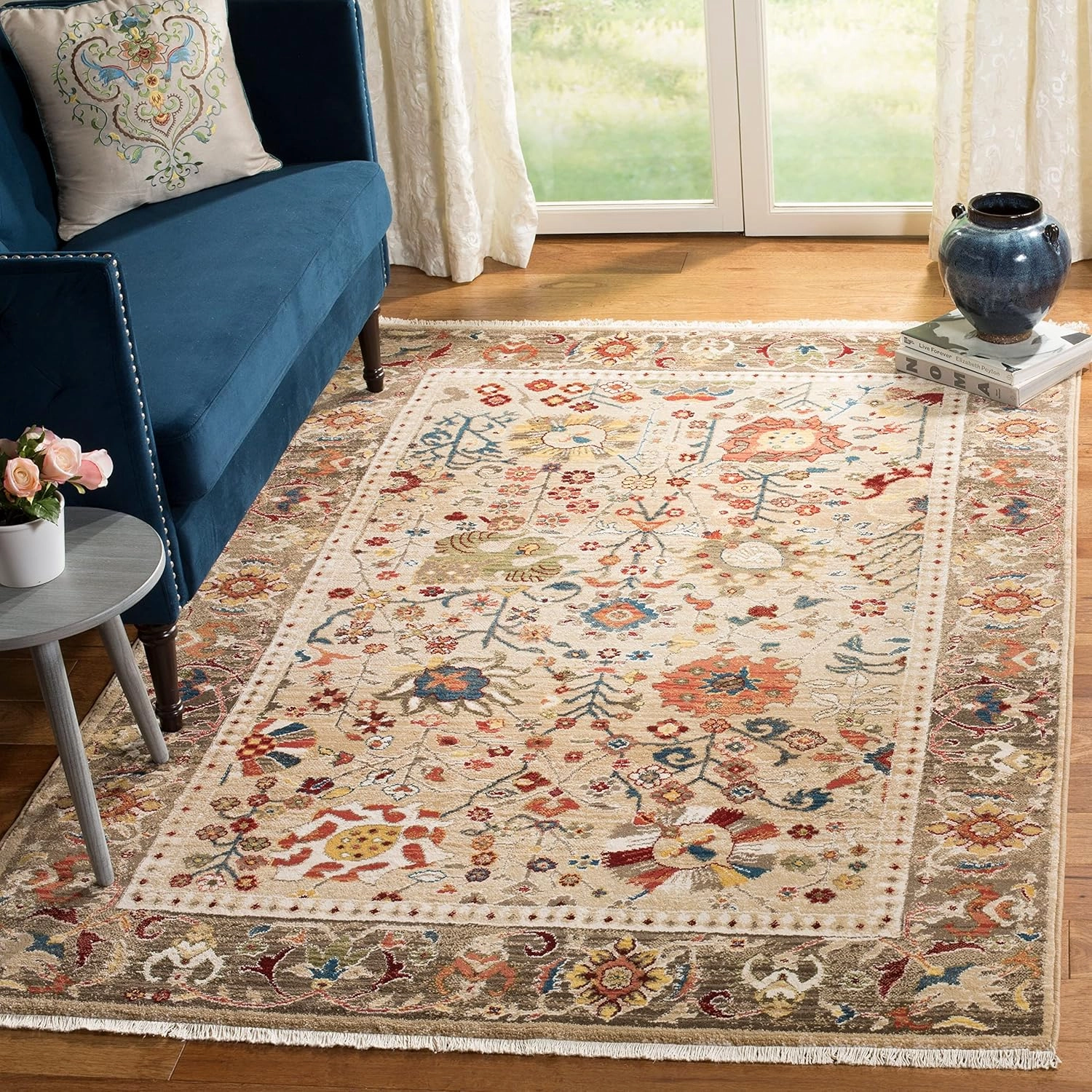 SAFAVIEH Area Rug 8x10 - Kashan Collection - Large - Red & Beige, Traditional Oriental Design, Non-Shedding & Easy Cleaning, Ideal for Living Room, Bedroom, Office, Dining Space (KSN303L)