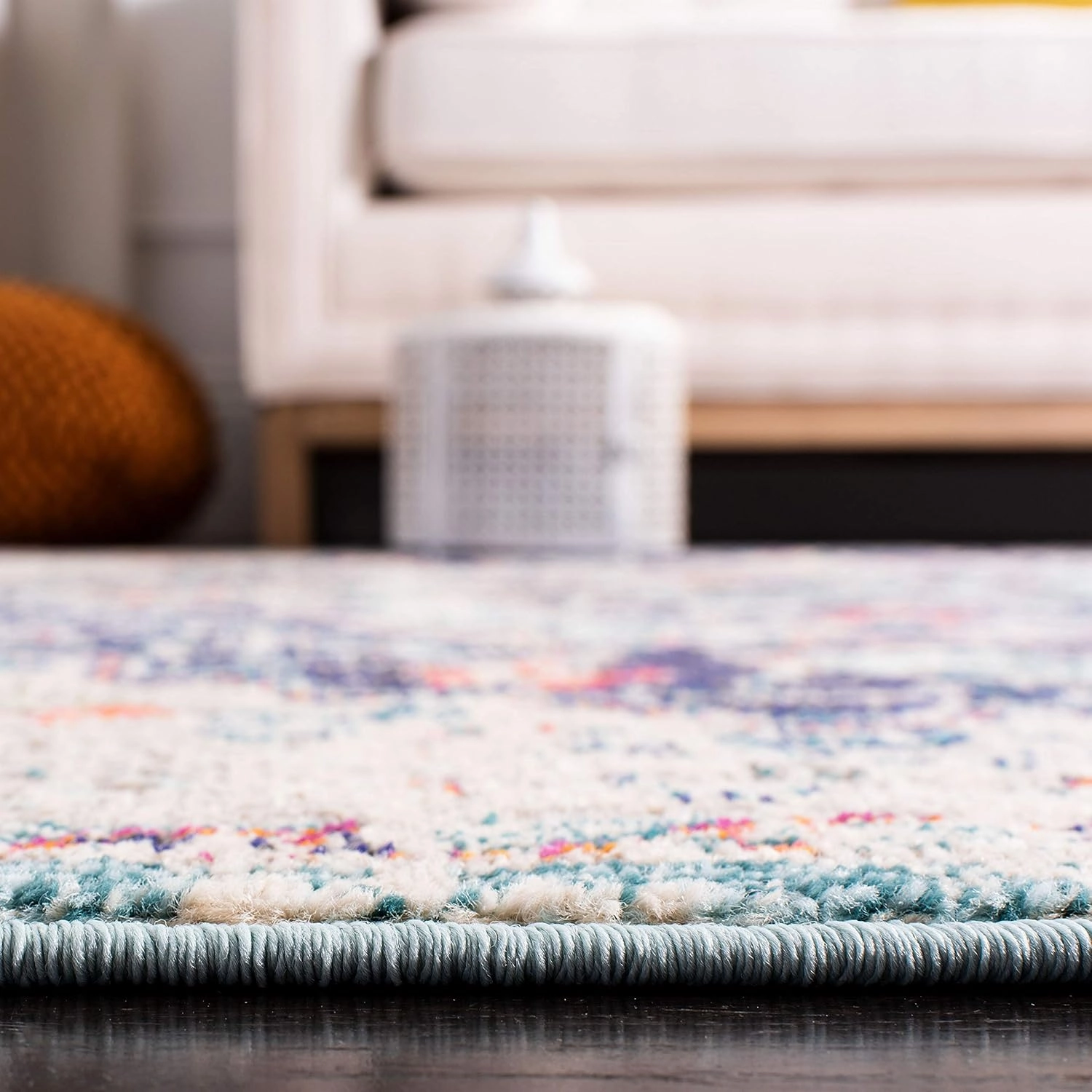 SAFAVIEH Area Rug 8x10 - Madison Collection - Large - Black & Teal, Boho Chic Medallion Distressed Design, Non-Shedding & Easy Cleaning, Ideal for Living Room, Bedroom, Office, Dining Space (MAD447Z)
