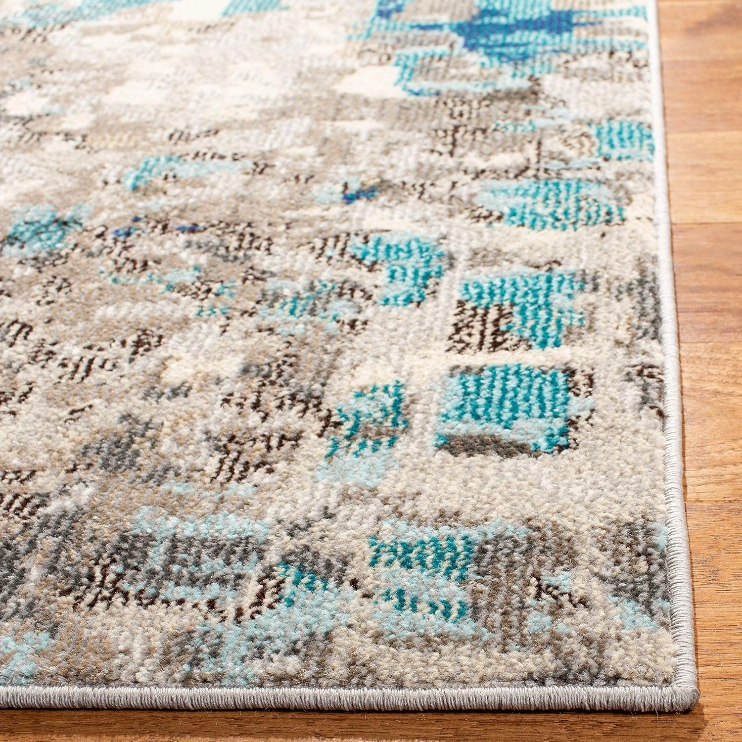 SAFAVIEH Area Rug 8x10 - Madison Collection - Large - Grey & Blue, Boho Abstract Distressed Design, Non-Shedding & Easy Cleaning, Ideal for Living Room, Bedroom, Office, Dining Space (MAD425E)