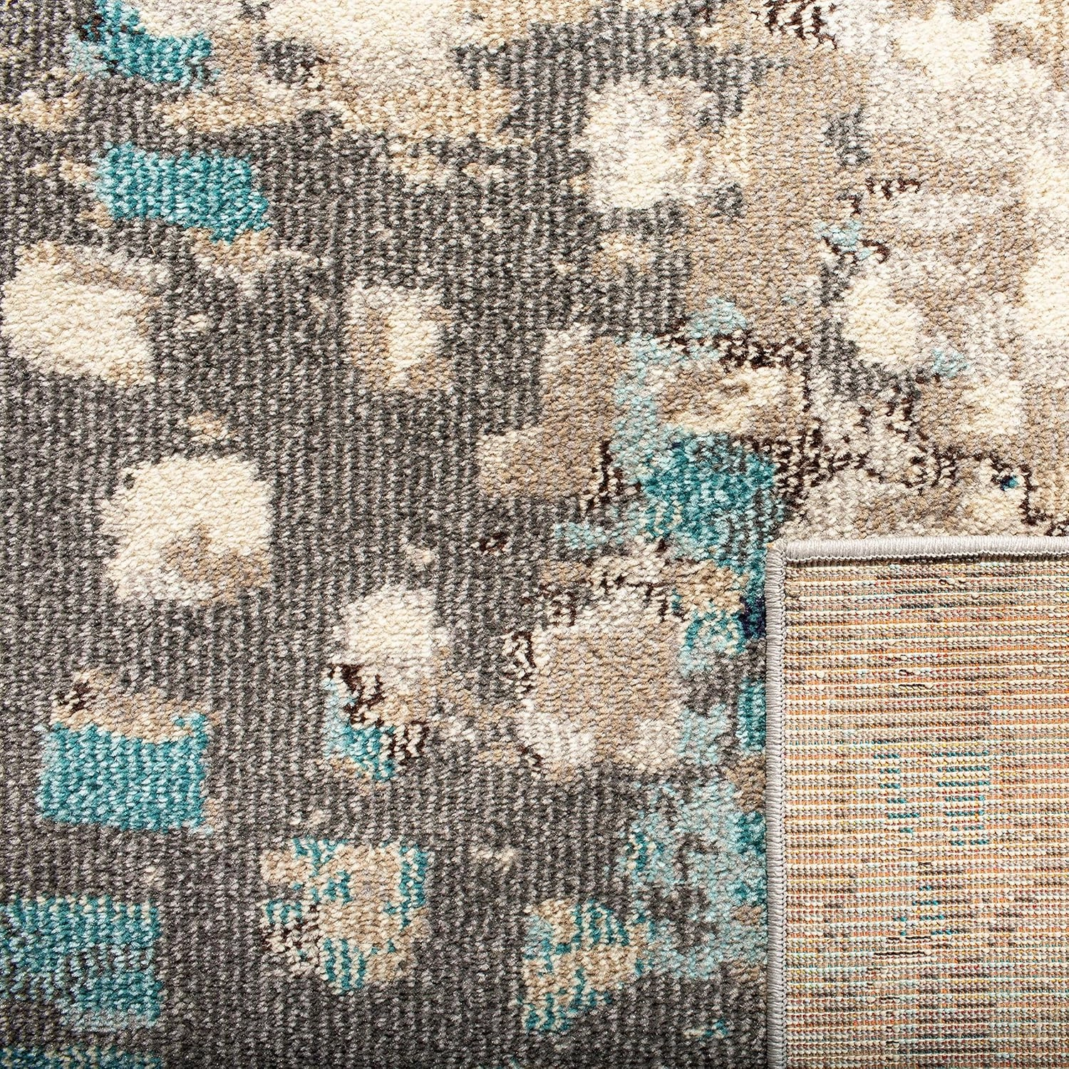 SAFAVIEH Area Rug 8x10 - Madison Collection - Large - Grey & Blue, Boho Abstract Distressed Design, Non-Shedding & Easy Cleaning, Ideal for Living Room, Bedroom, Office, Dining Space (MAD425E)