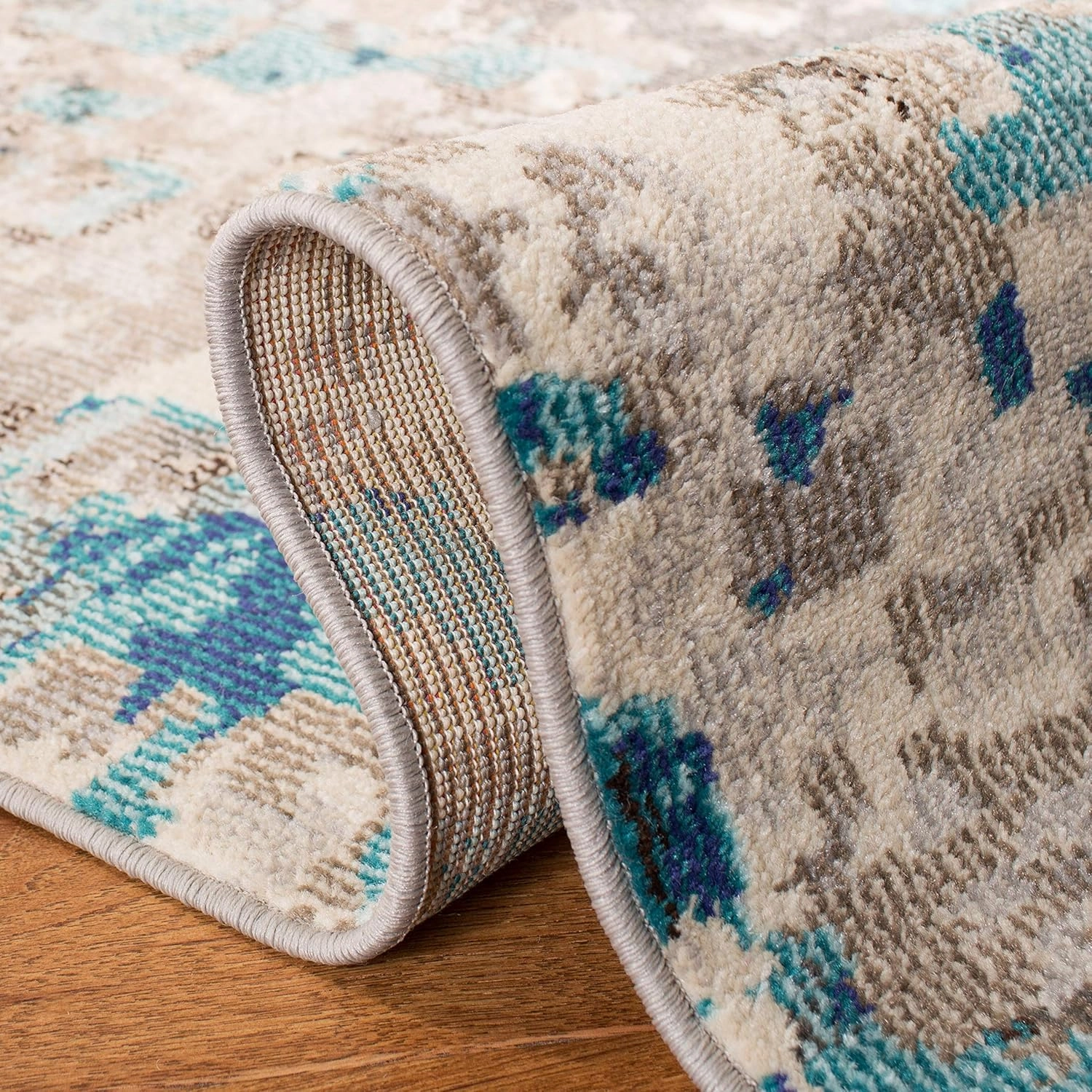 SAFAVIEH Area Rug 8x10 - Madison Collection - Large - Grey & Blue, Boho Abstract Distressed Design, Non-Shedding & Easy Cleaning, Ideal for Living Room, Bedroom, Office, Dining Space (MAD425E)