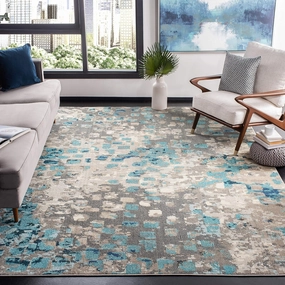 SAFAVIEH Area Rug 8x10 - Madison Collection - Large - Grey & Blue, Boho Abstract Distressed Design, Non-Shedding & Easy Cleaning, Ideal for Living Room, Bedroom, Office, Dining Space (MAD425E)