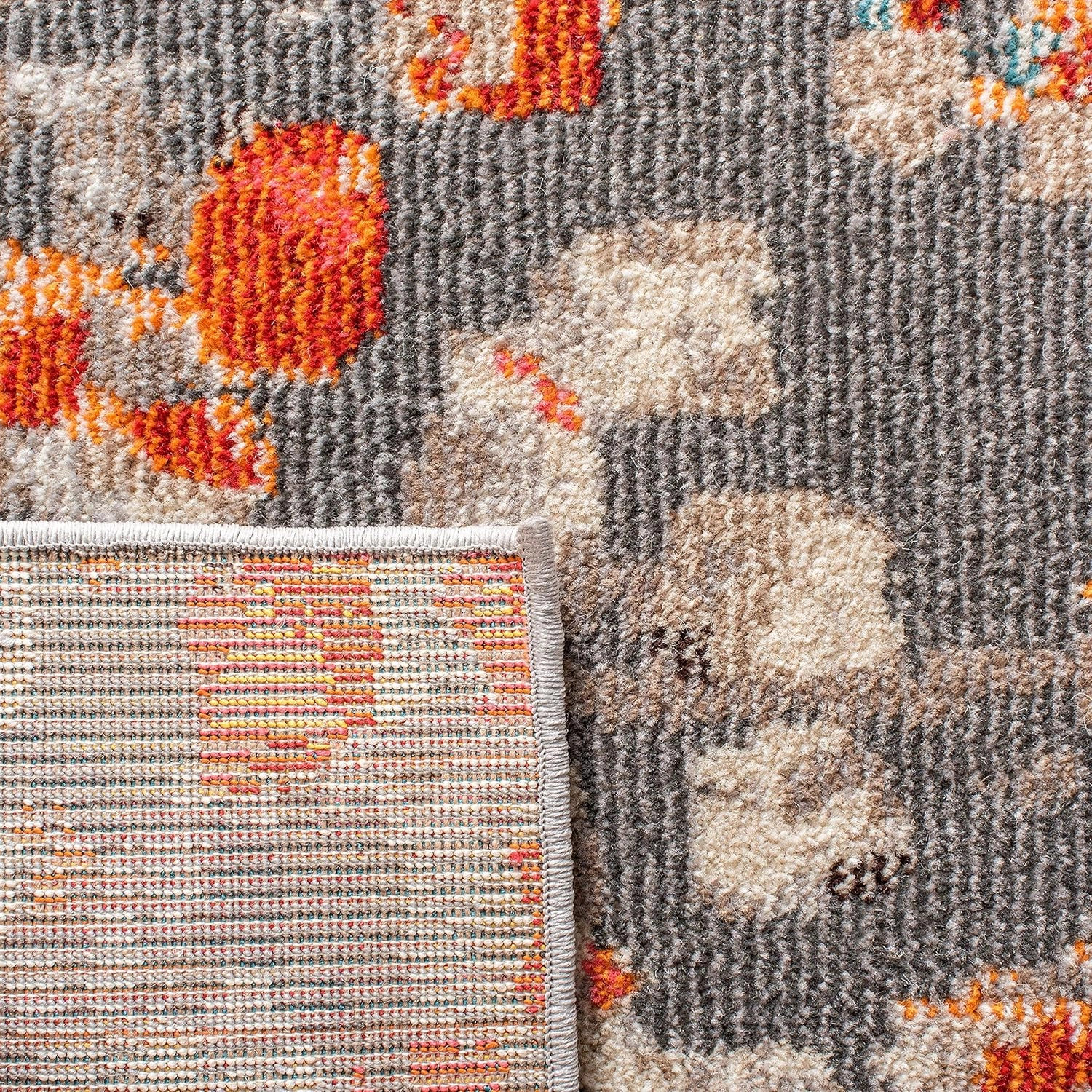 SAFAVIEH Area Rug 8x10 - Madison Collection - Large - Grey & Orange, Boho Abstract Distressed Design, Non-Shedding & Easy Cleaning, Ideal for Living Room, Bedroom, Office, Dining Space (MAD425H)