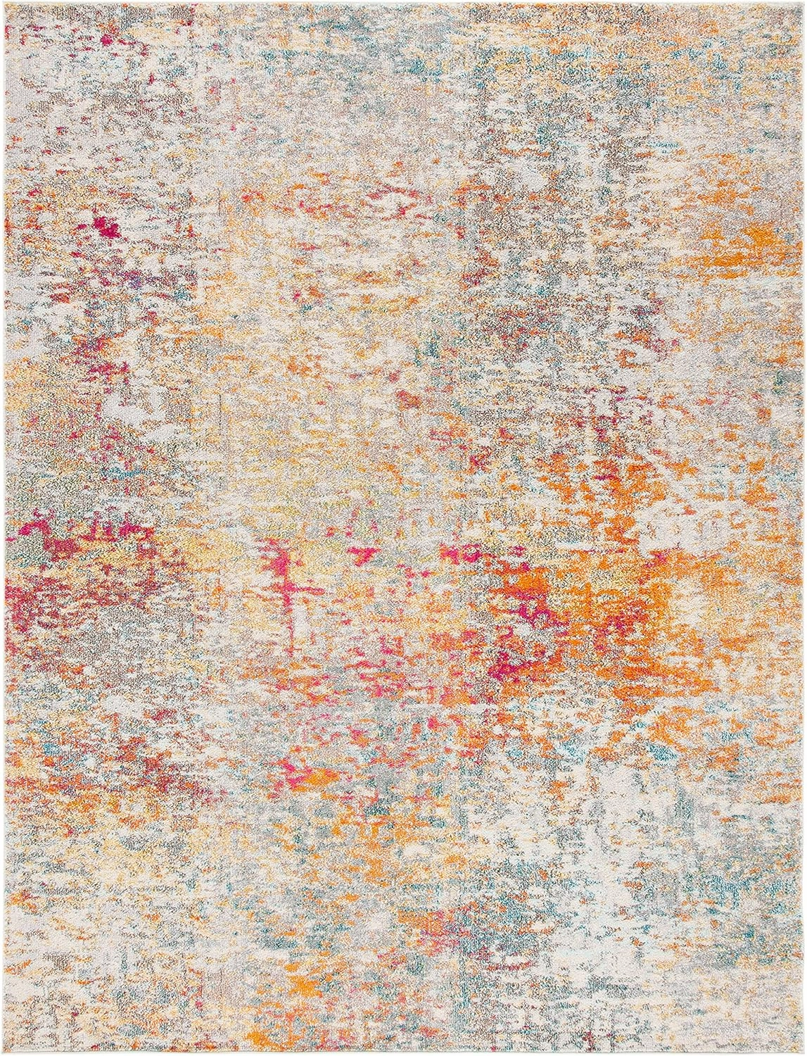 SAFAVIEH Area Rug 8x10 - Madison Collection - Large - Grey & Turquoise, Modern Abstract Design, Non-Shedding & Easy Cleaning, Ideal for Living Room, Bedroom, Office, Dining Space (MAD460G)
