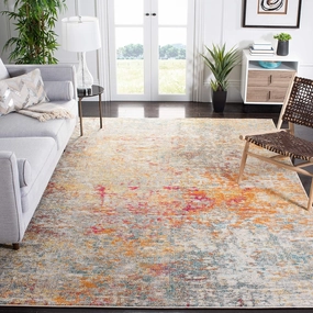 SAFAVIEH Area Rug 8x10 - Madison Collection - Large - Grey & Turquoise, Modern Abstract Design, Non-Shedding & Easy Cleaning, Ideal for Living Room, Bedroom, Office, Dining Space (MAD460G)