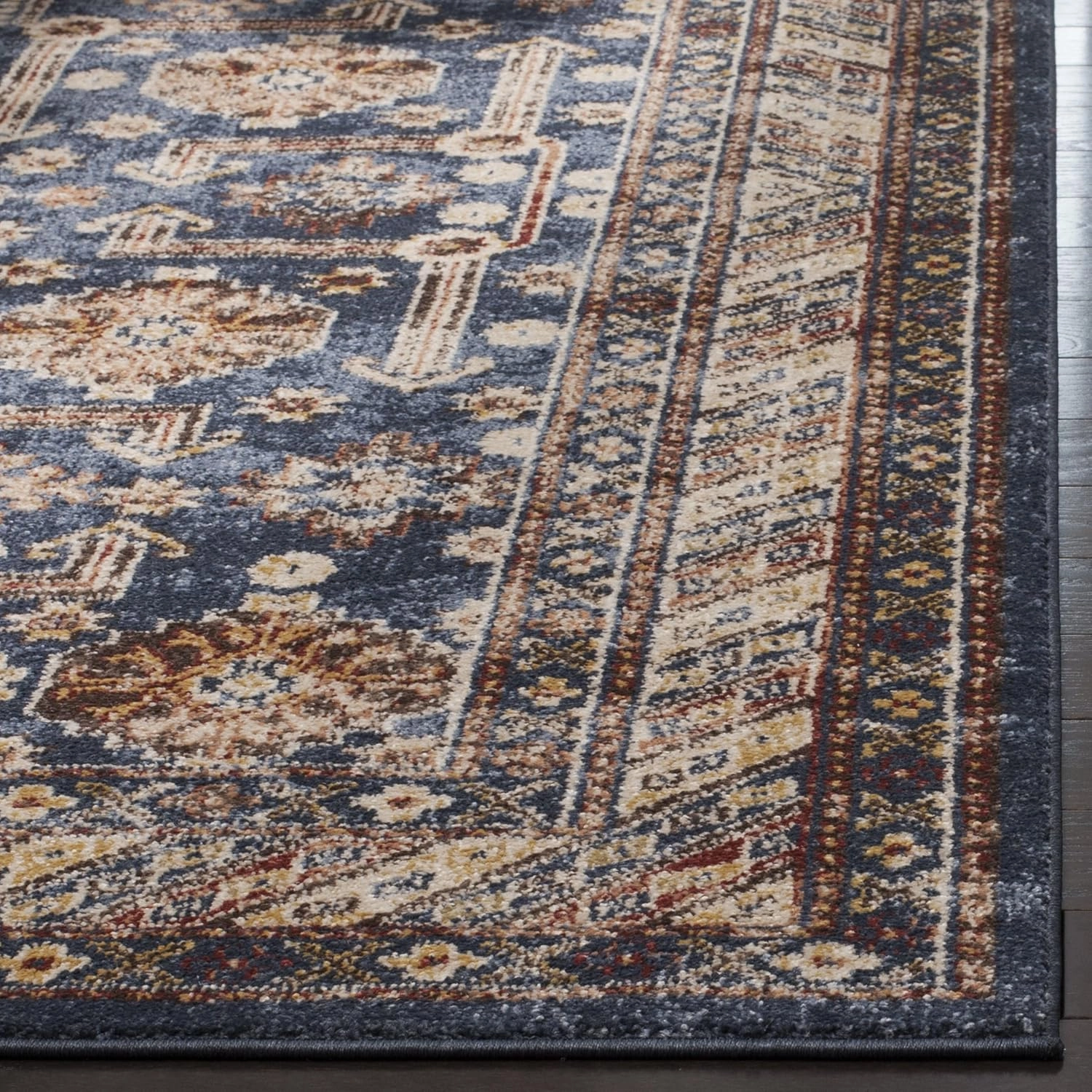 SAFAVIEH Bijar Collection Area Rug - 8' x 10', Royal & Ivory, Traditional Oriental Distressed Design, Non-Shedding & Easy Care, Ideal for High Traffic Areas in Living Room, Bedroom (BIJ653B)
