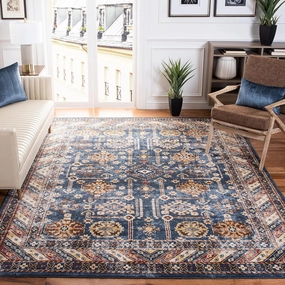 SAFAVIEH Bijar Collection Area Rug - 8' x 10', Royal & Ivory, Traditional Oriental Distressed Design, Non-Shedding & Easy Care, Ideal for High Traffic Areas in Living Room, Bedroom (BIJ653B)