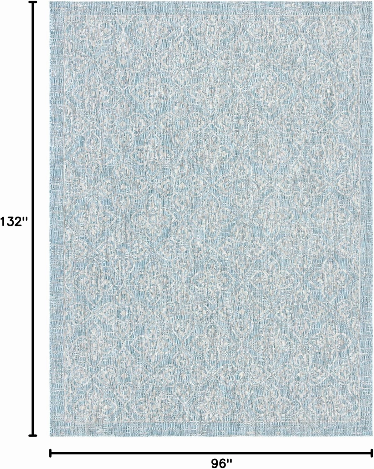SAFAVIEH Courtyard Collection 8' x 11' Aqua/Grey CY8066 Indoor/ Outdoor Waterproof Easy Cleaning Patio Backyard Mudroom Area Rug