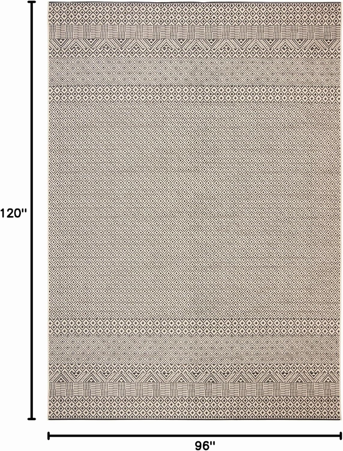 SAFAVIEH Courtyard Collection Area Rug - 8' x 10', Beige & Black, Moroccan Design, Non-Shedding & Easy Care, Indoor/Outdoor & Washable-Ideal for Patio, Backyard, Mudroom (CY6235-25612)