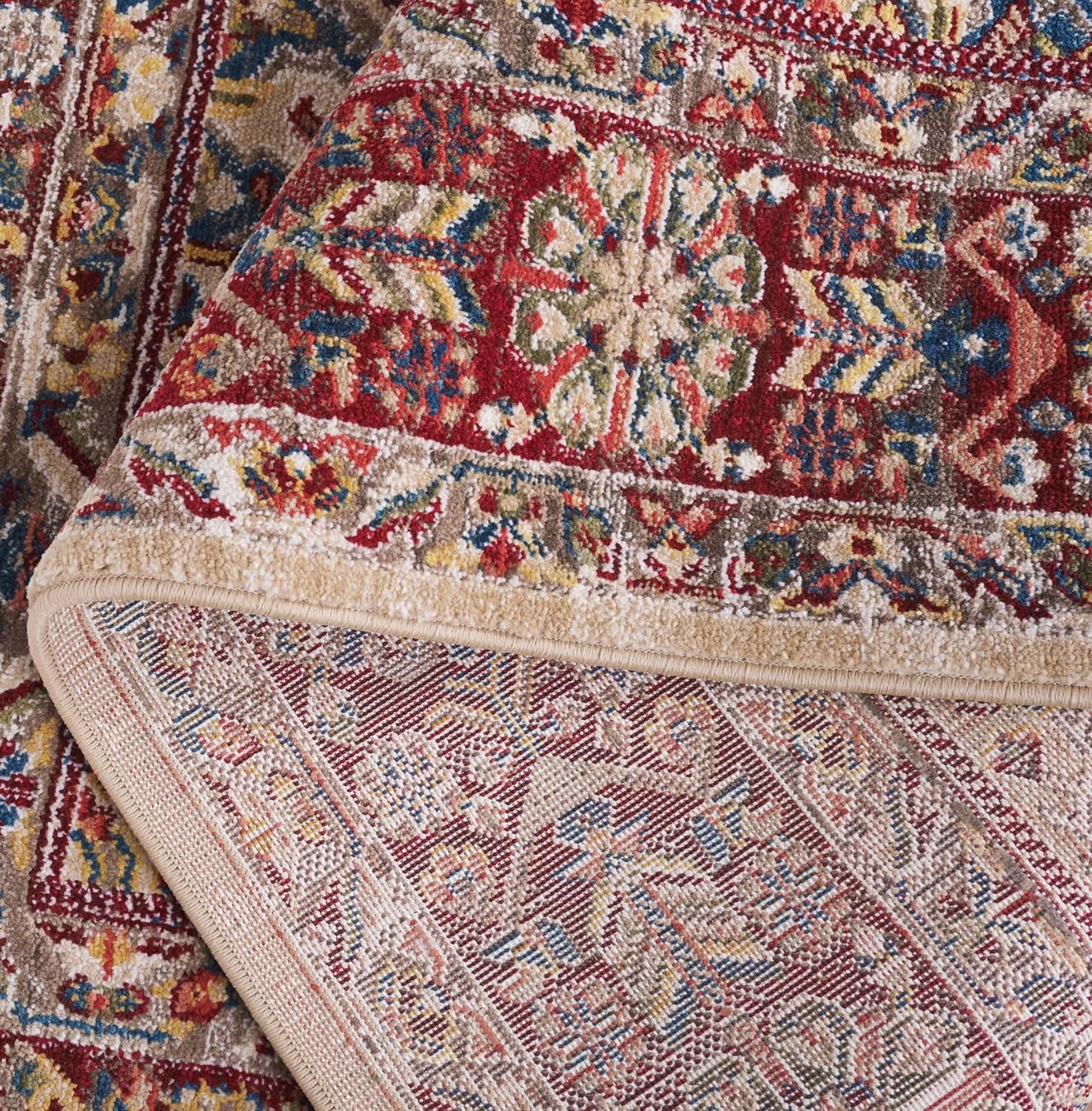 SAFAVIEH Kashan Collection Accent Rug - 2'6" x 4', Ivory & Red, Traditional Design, Stain Resistant, Ideal for High Traffic Areas in Hallway, Bathroom & Home Office (KSN305K-24)