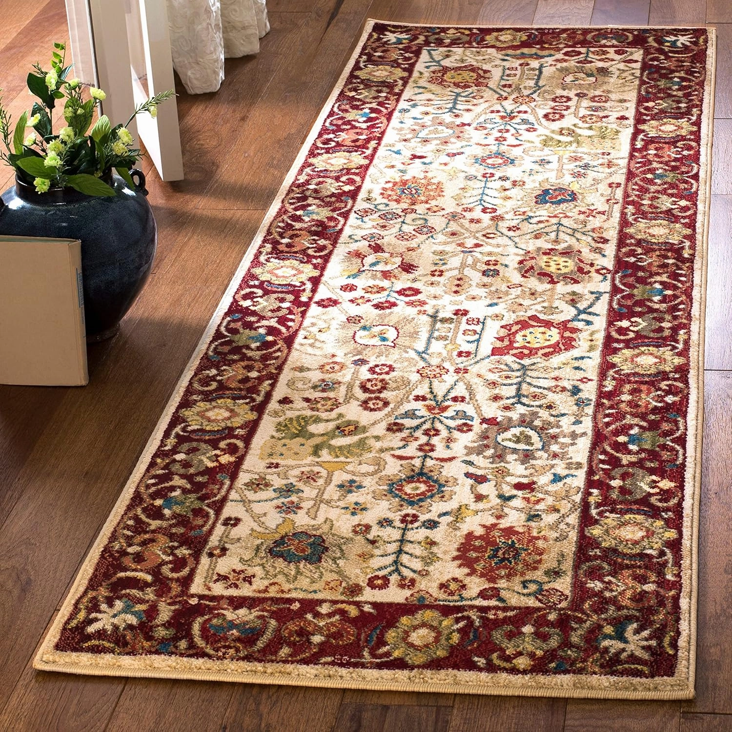 SAFAVIEH Kashan Collection Area Rug - 9' x 12'6", Red & Beige, Traditional Oriental Design, Non-Shedding & Easy Care, Ideal for High Traffic Areas in Living Room, Bedroom (KSN303L)