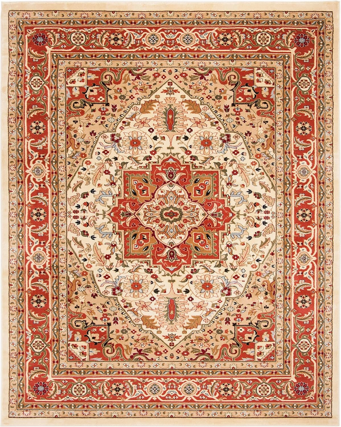 SAFAVIEH Lyndhurst Collection Area Rug - 6' x 9', Ivory & Rust, Traditional Oriental Design, Non-Shedding & Easy Care, Ideal for High Traffic Areas in Living Room, Bedroom (LNH330R)